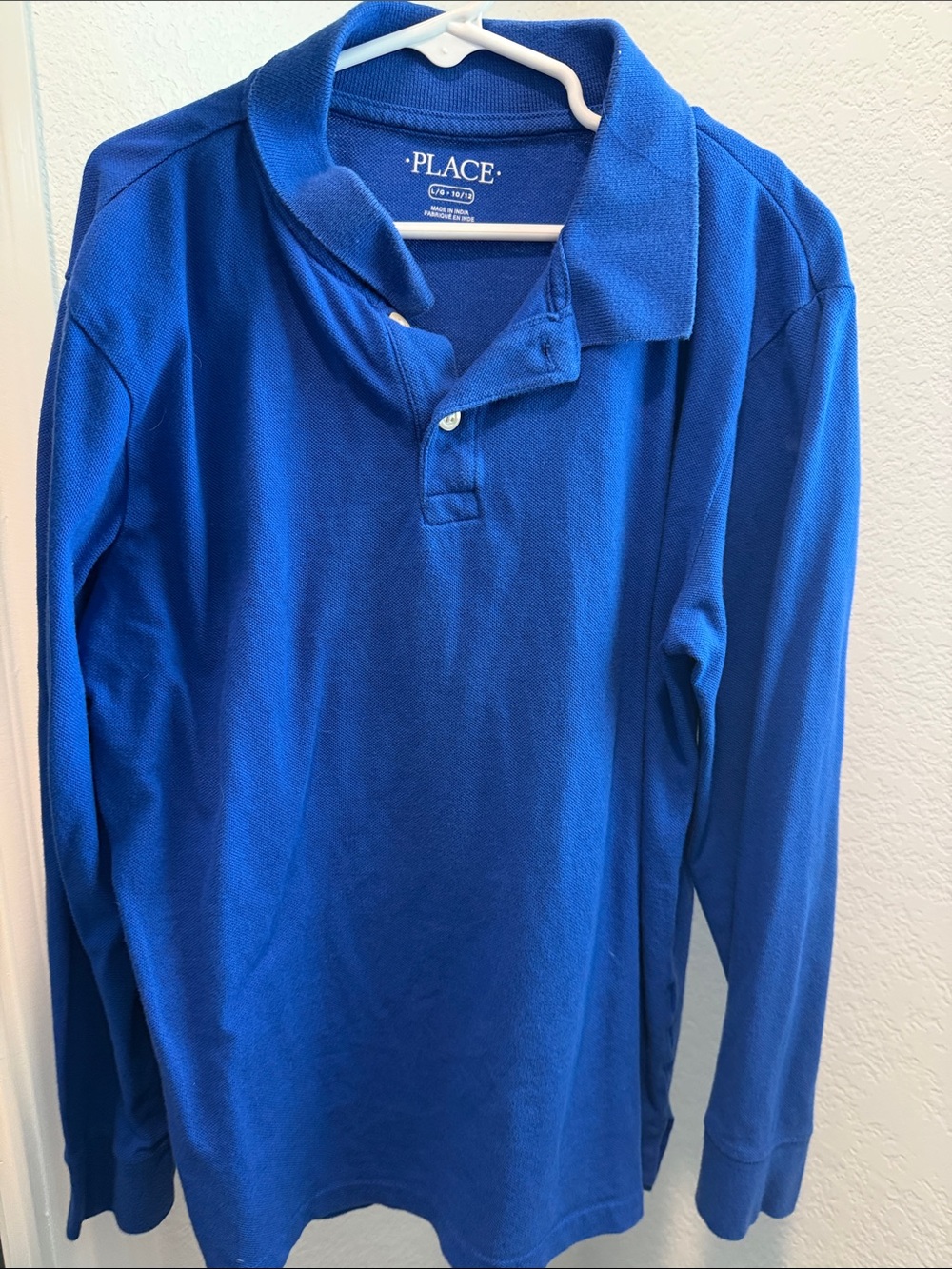 Place Long Sleeve Polo in Bright Blue